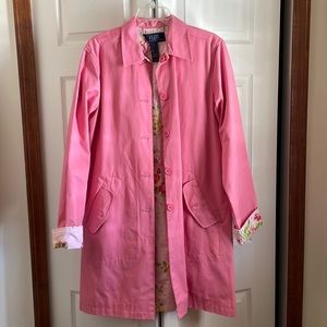 Liz Claiborne pink floral trench coat